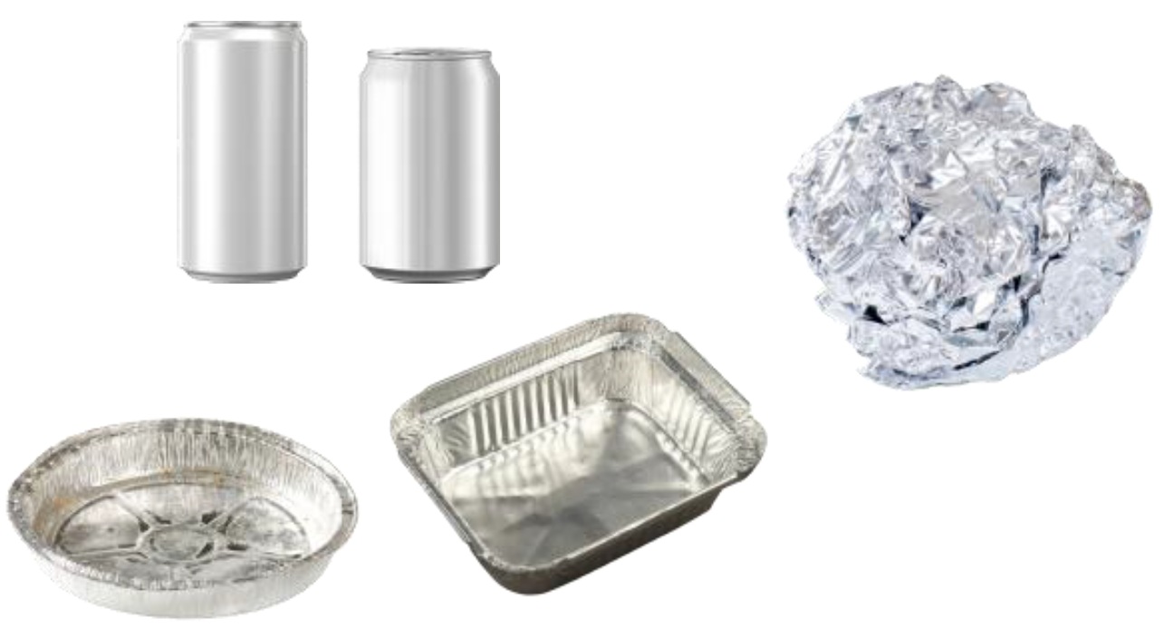 Aluminium raw materials for recycling including cans, foil trays and scrap